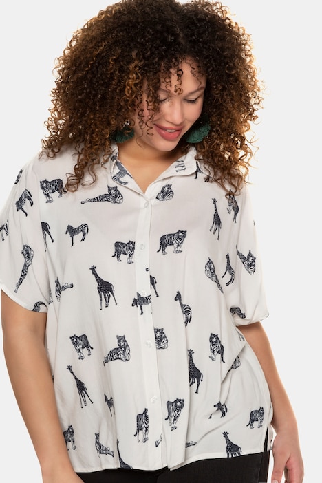 safari print blouse