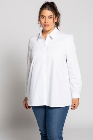 Duże rozmiary Bluzka koszulowa, damska, biała, rozmiar: 50/52, bawełna/poliester/elastan, Ulla Popken