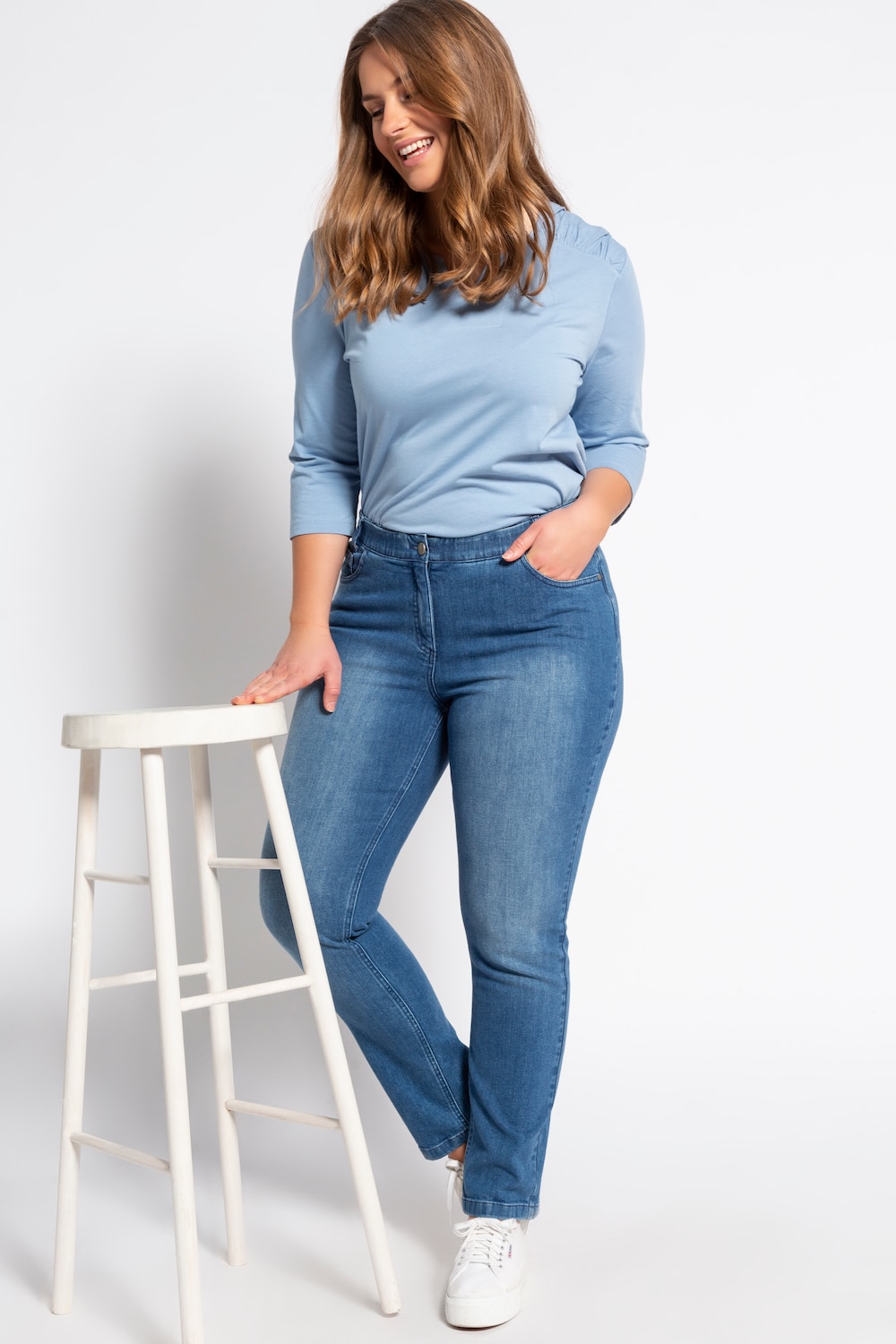 Grote Maten jeans Sammy, Dames, blauw, Maat: 52, Katoen, Ulla Popken Grote Maten jeans Sammy, Dames, blauw, Maat: 52, Katoen, Ulla Popken