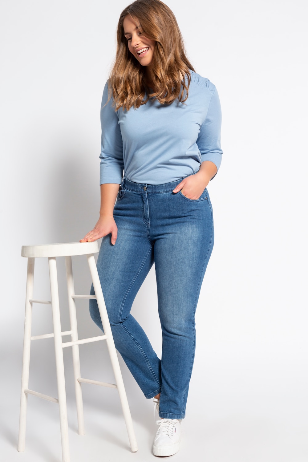 Grote Maten jeans Sammy, Dames, blauw, Maat: 52, Katoen, Ulla Popken