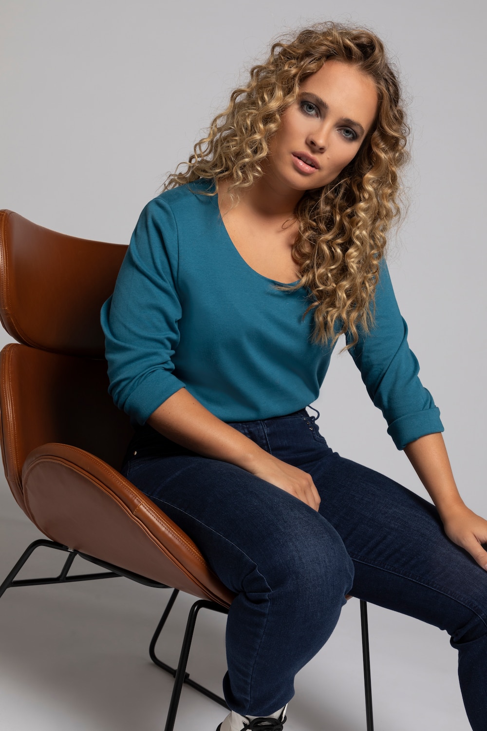 Grote Maten shirt, Dames, blauw, Maat: 62/64, Katoen, Ulla Popken Grote Maten shirt, Dames, blauw, Maat: 62/64, Katoen, Ulla Popken