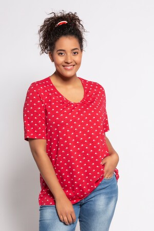 Duże rozmiary T-shirt, damska, czerwony, rozmiar: 54/56, bawełna/elastan, Ulla Popken