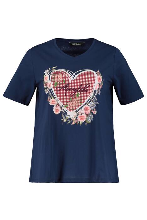 Tričko, A střih, krátké rukávy, srdce, výšivka