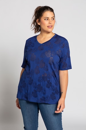 Duże rozmiary T-shirt, damska, królewski niebieski, rozmiar: 54/56, poliester/bawełna, Ulla Popken