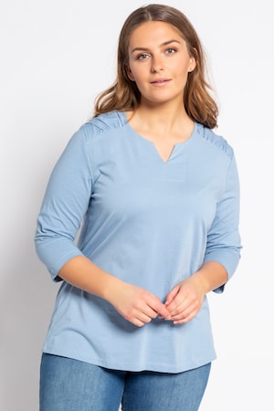 Duże rozmiary T-shirt, damska, mrożony niebieski, rozmiar: 46/48, bawełna, Ulla Popken