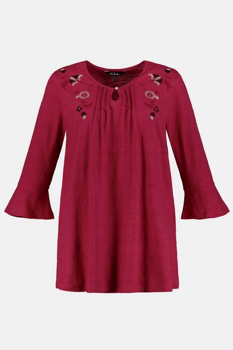 Shirt, Stickerei, A-Linie, Glockenärmel, Biobaumwolle