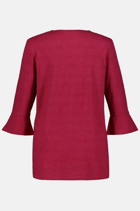 Shirt, Stickerei, A-Linie, Glockenärmel, Biobaumwolle