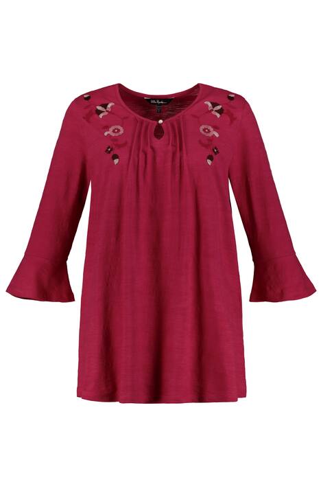 Tričko, výšivka, A střih, zvonové rukávy, biobavlna