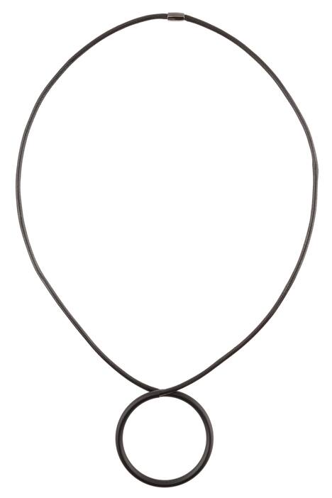 Dlouhý řetízek, kovový prstýnek, textilní stuha