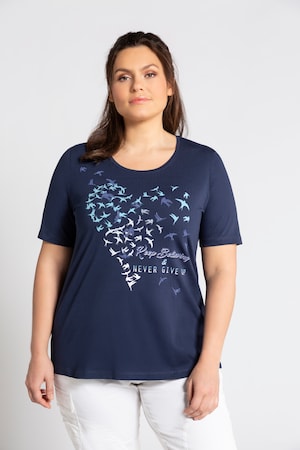 Duże rozmiary T-shirt, damska, ciemnoniebieski, rozmiar: 58/60, bawełna/elastan, Ulla Popken