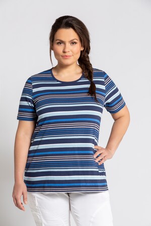 Duże rozmiary T-shirt, damska, ciemnoniebieski, rozmiar: 62/64, bawełna, Ulla Popken