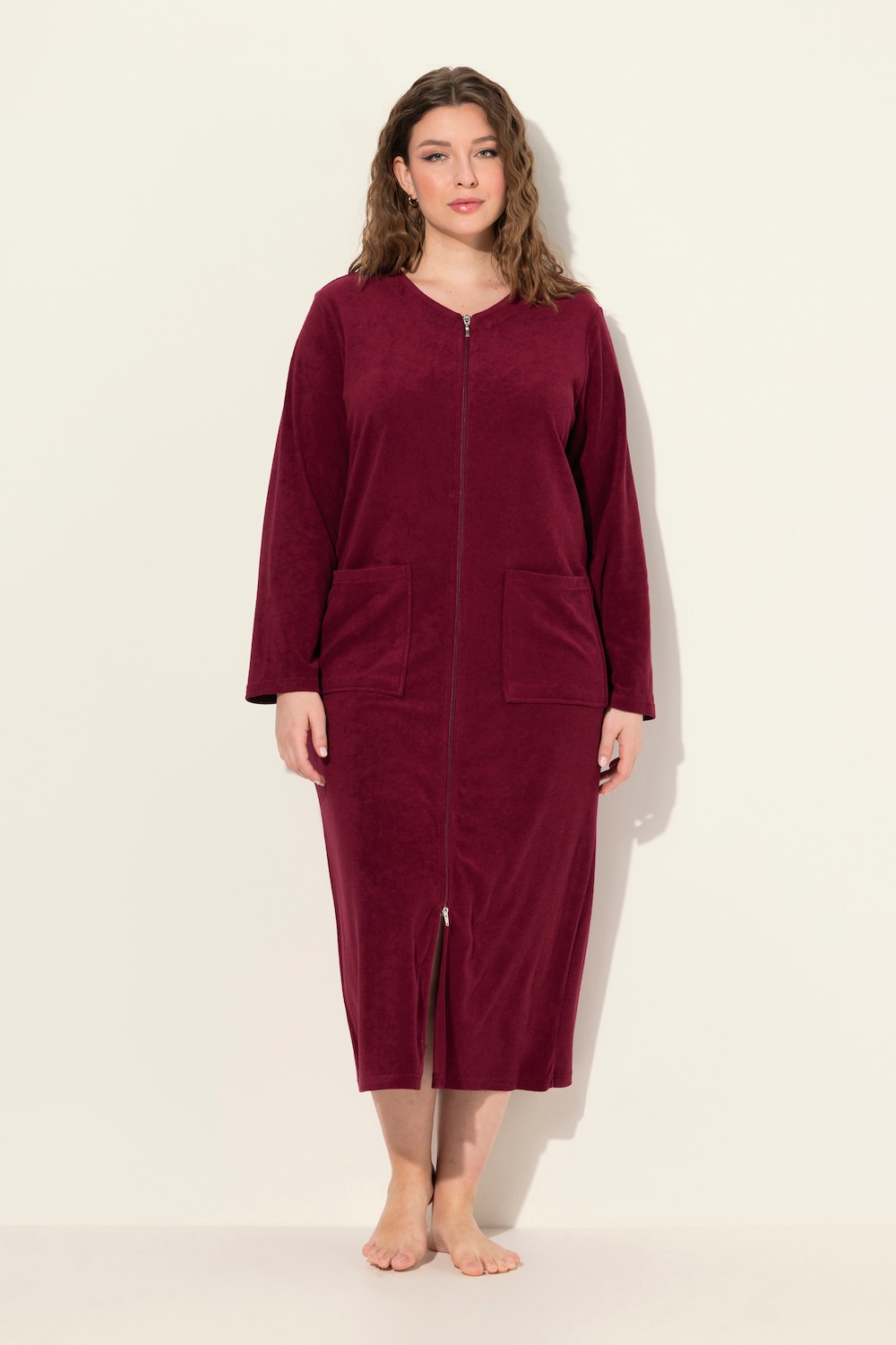 Große Größen Bademantel, Damen, rot, Größe: 50/52, Baumwolle/Polyester, Ulla Popken