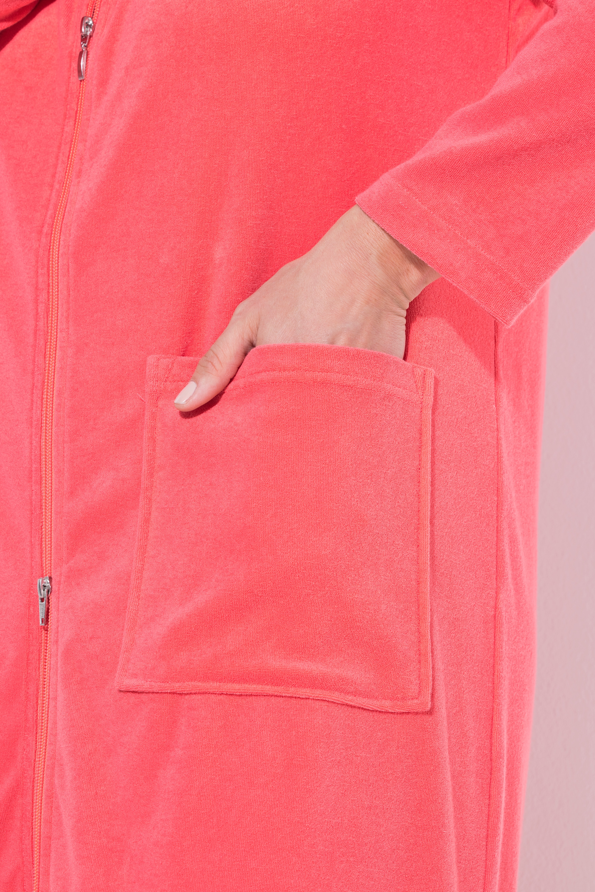 Ulla Popken Damen große Größen Bademantel 2 Wege Zipper Frottee Langarm 749967