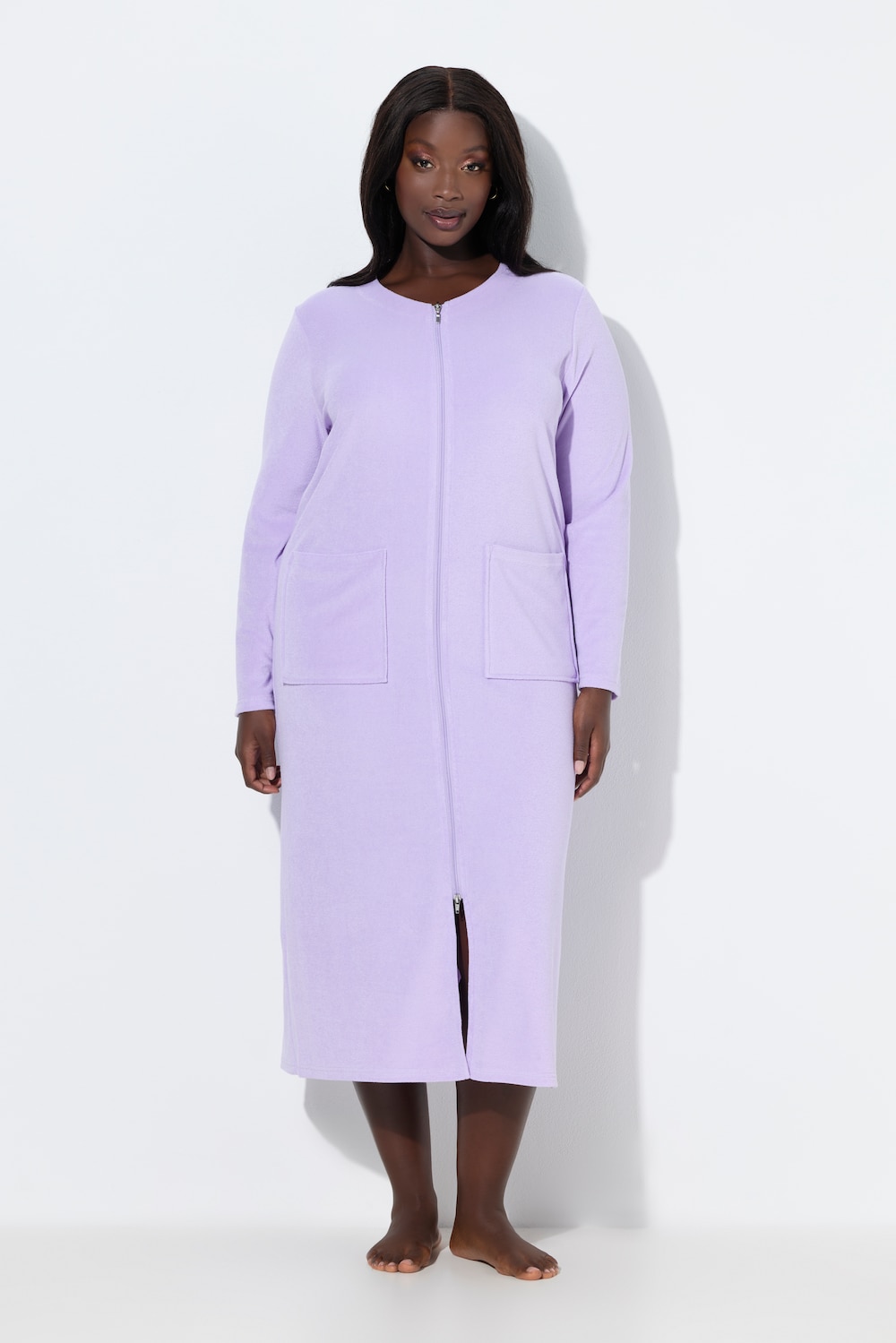 Große Größen Bademantel, Damen, lila, Größe: 58/60, Baumwolle/Polyester, Ulla Popken