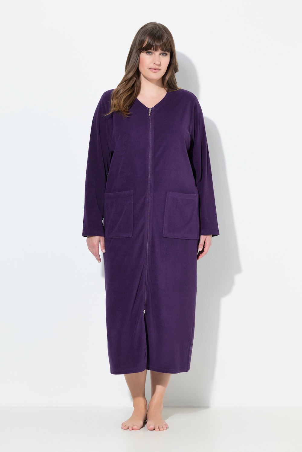 Große Größen Bademantel, Damen, lila, Größe: 66/68, Baumwolle/Polyester, Ulla Popken