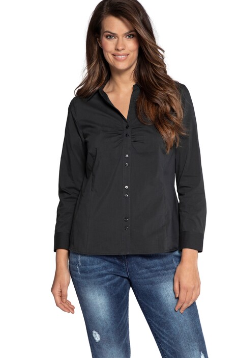 Halenka, otevřený límec, řasení, dlouhý rukáv