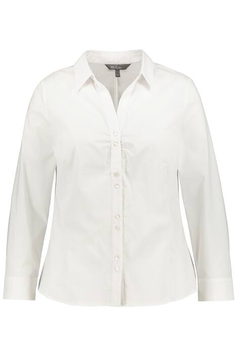 Halenka, otevřený límec, řasení, dlouhý rukáv