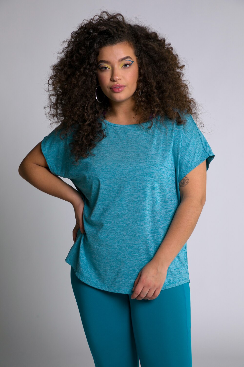 Grote Maten sportshirt, Dames, turquoise, Maat: 54/56, Polyester, Studio Untold Grote Maten sportshirt, Dames, turquoise, Maat: 54/56, Polyester, Studio Untold