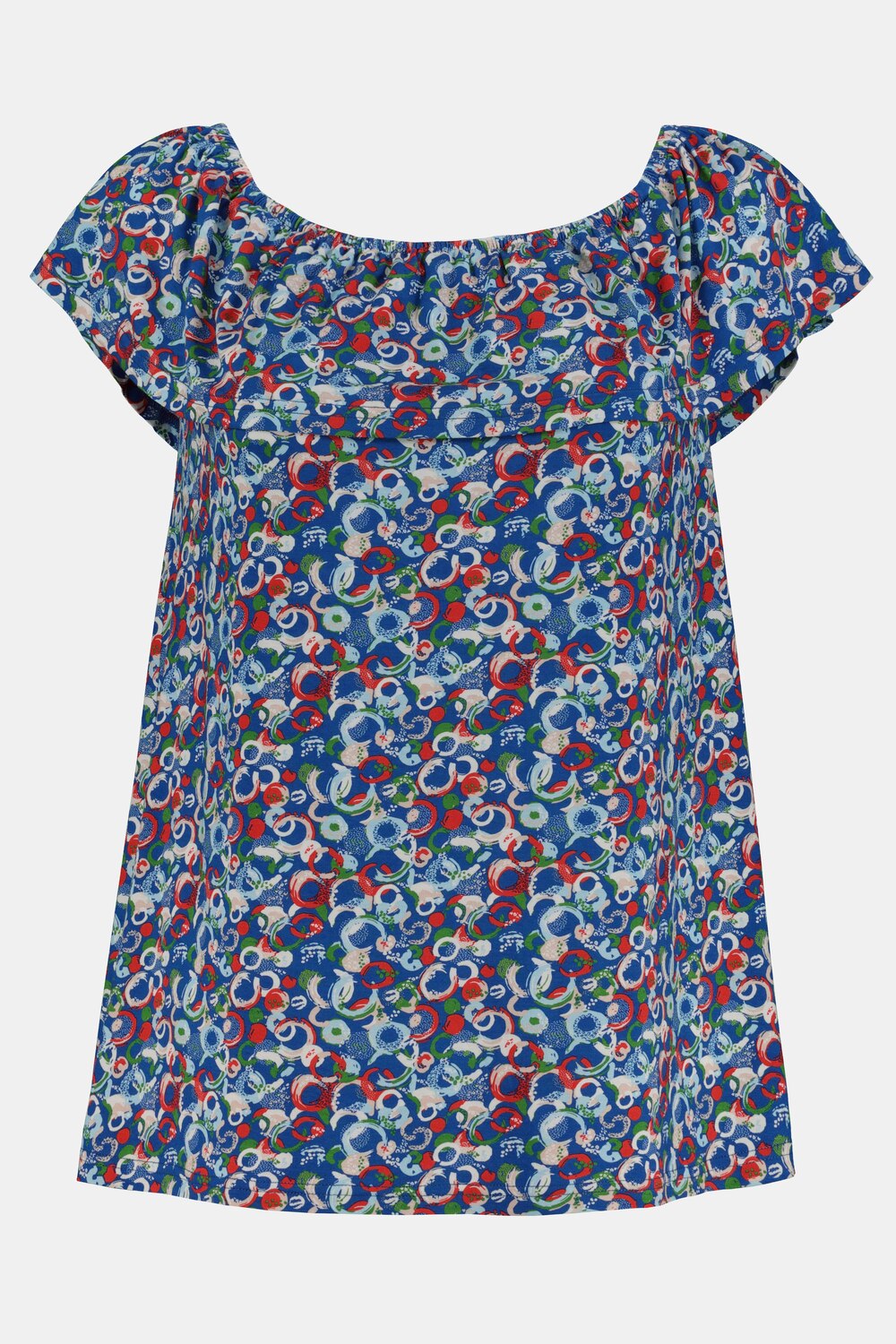Grote Maten jersey top, Dames, blauw, Maat: 54/56, Viscose, Ulla Popken Grote Maten jersey top, Dames, blauw, Maat: 54/56, Viscose, Ulla Popken