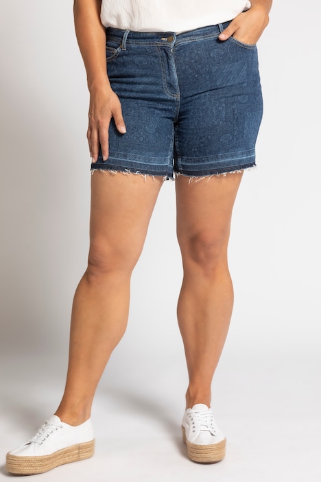 Jeans Bermuda Mandy, Patchmuster, 5-Pocket, ausgestellt