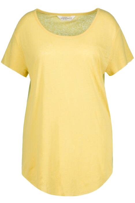 Tričko, dlouhý střih, kulatý výstřih, krátké rukávy, otevřené kraje