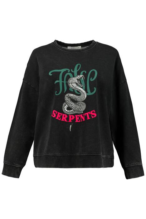 Mikina, kulatý výstřih, oversize, dlouhé rukávy, potisk