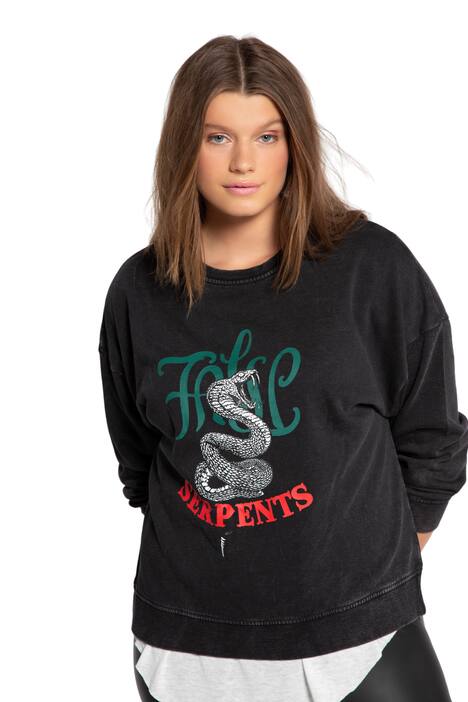 Mikina, kulatý výstřih, oversize, dlouhé rukávy, potisk