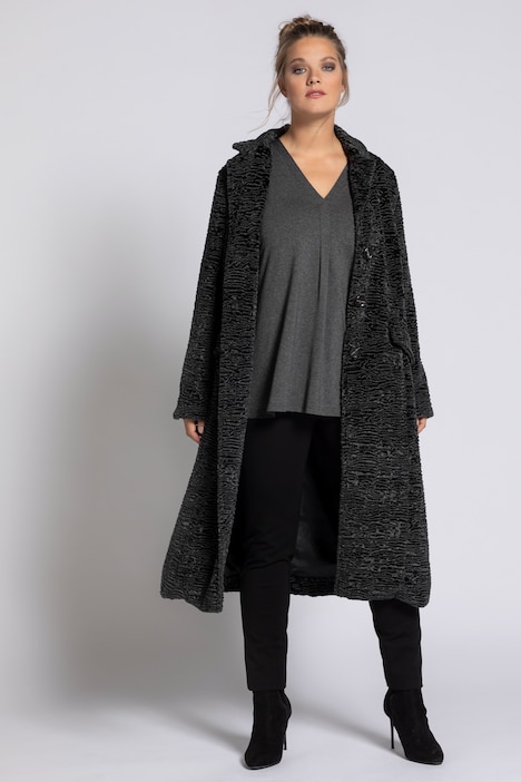 Autumn Winter Lamb Wool Short Coat Women Fashion Warm Thick Fleece Jacket  Pockets Elegant Cardigan Round Neck Top Purple Black
