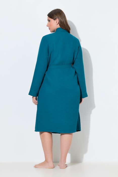 Badjas, sjaalkraag, ceintuur, wafeldoek, lange mouwen