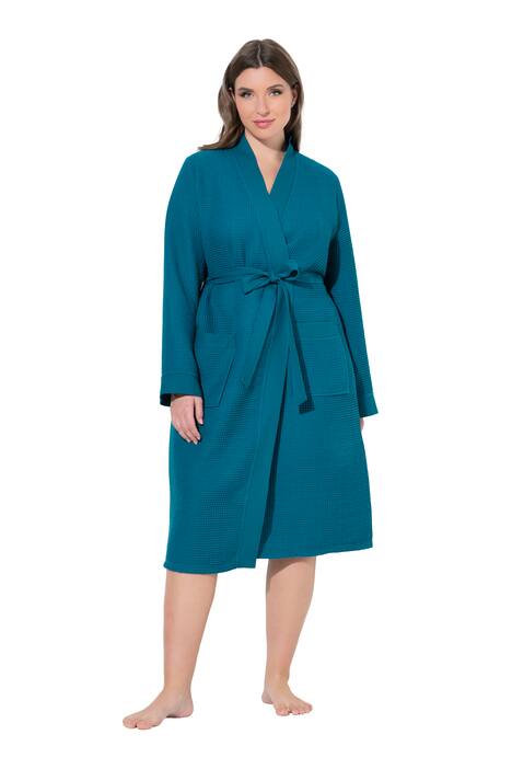 Župan, šálový límec, pásek, vaflové piké, dlouhé rukávy