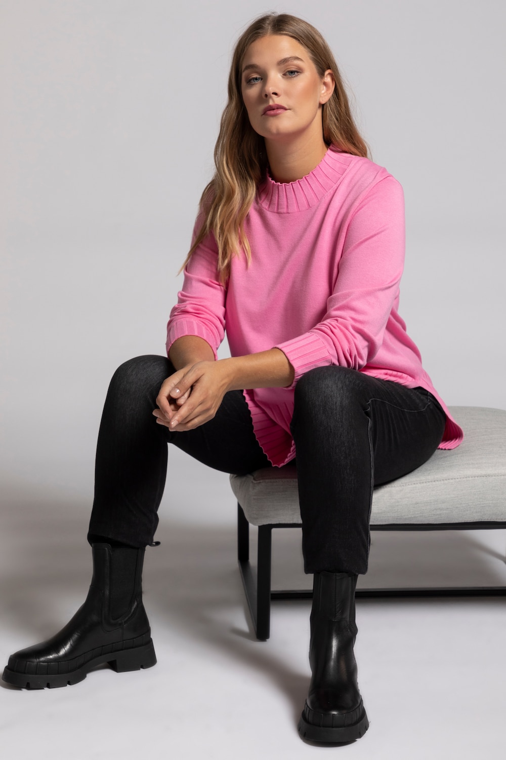 Grote Maten pullover, Dames, roze, Maat: 50/52, Viscose/Synthetische vezels, Ulla Popken