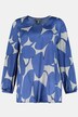 Balloon Print Round Neck Long Sleeve Blouse