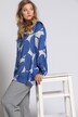 Balloon Print Round Neck Long Sleeve Blouse