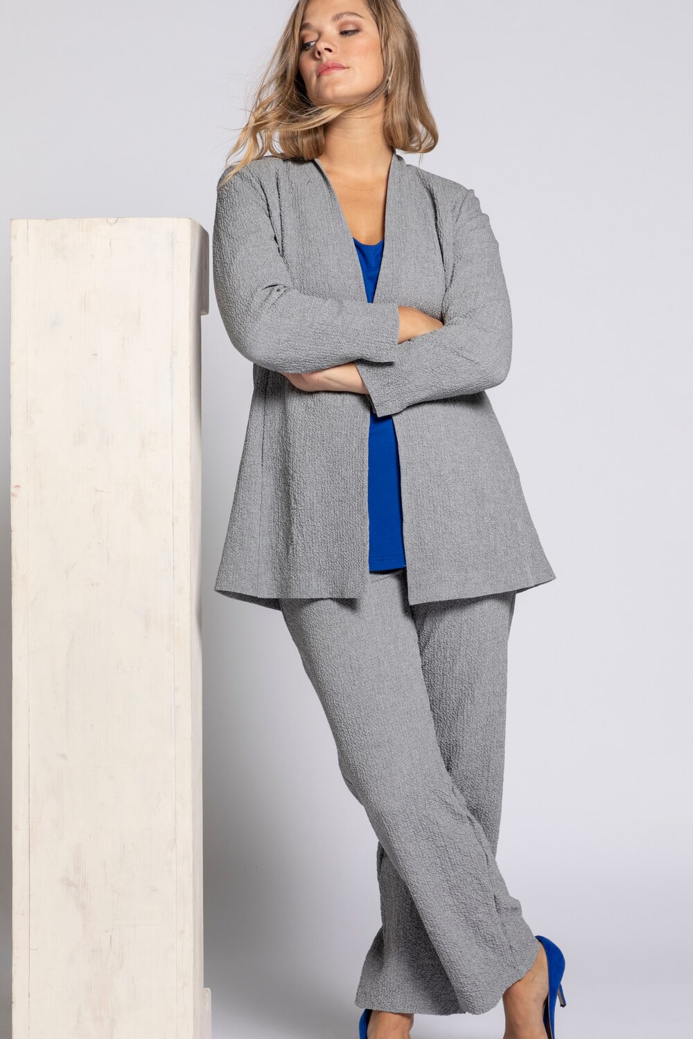 Grote Maten blazer, Dames, grijs, Maat: 56, Kunstzijde/Viscose, Ulla Popken Grote Maten blazer, Dames, grijs, Maat: 56, Kunstzijde/Viscose, Ulla Popken