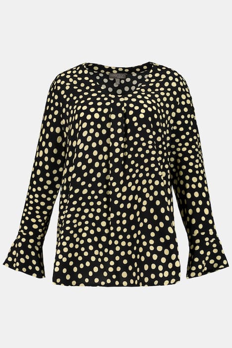 Tunika, długie rękawy, falbana, grochy