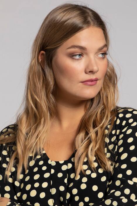 Tunika, długie rękawy, falbana, grochy