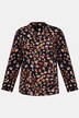 Bluse, Crepe, Leo-Design, gesmokter Stehkragen, selection