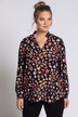 Bluse, Crepe, Leo-Design, gesmokter Stehkragen, selection