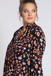 Bluse, Crepe, Leo-Design, gesmokter Stehkragen, selection