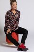 Bluse, Crepe, Leo-Design, gesmokter Stehkragen, selection