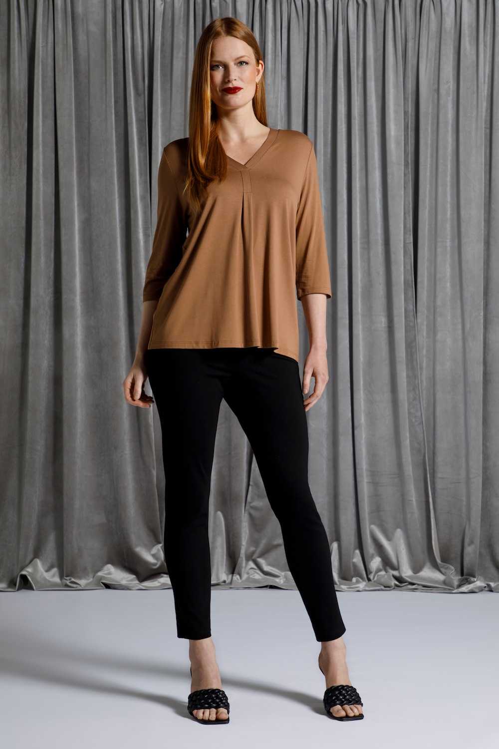 Grote Maten shirt, Dames, bruin, Maat: 50/52, Viscose, Ulla Popken