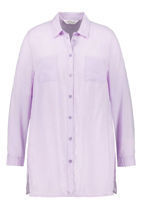 Košilová halenka, dlouhý střih, dlouhé rukávy, náprsní kapsy