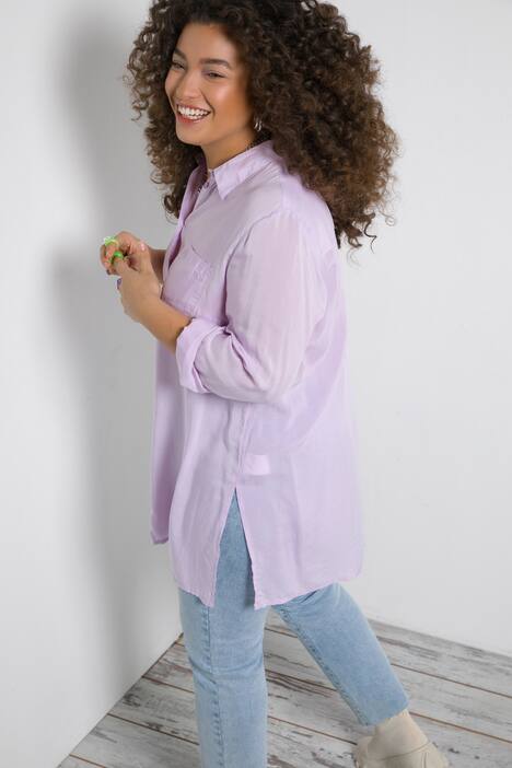 Bluzka koszulowa, długi kształt, kołnierzyk koszulowy, długi rękaw