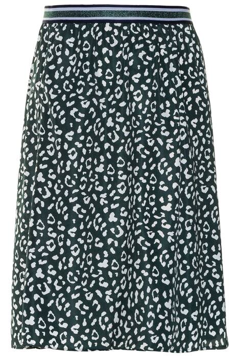 Midi sukně, A střih, leopardí vzor, třpytivý elastický pas