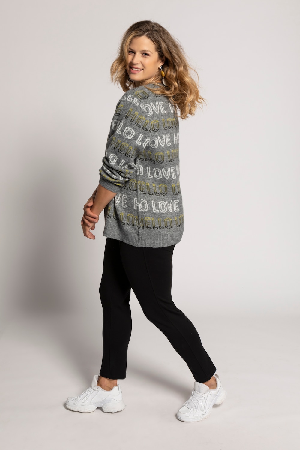 Grote Maten pullover, Dames, grijs, Maat: 54/56, Synthetische vezels/Polyester, Ulla Popken