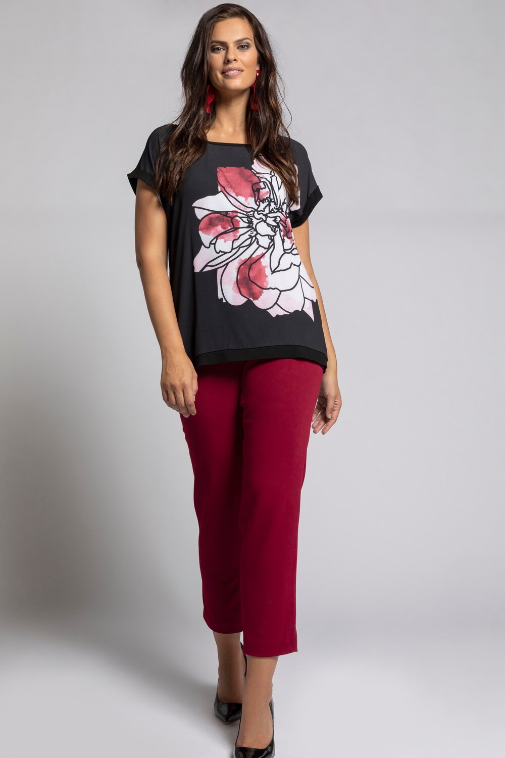 Grote Maten business broek, Dames, rood, Maat: 48, Polyester/Viscose, Ulla Popken Grote Maten business broek, Dames, rood, Maat: 48, Polyester/Viscose, Ulla Popken