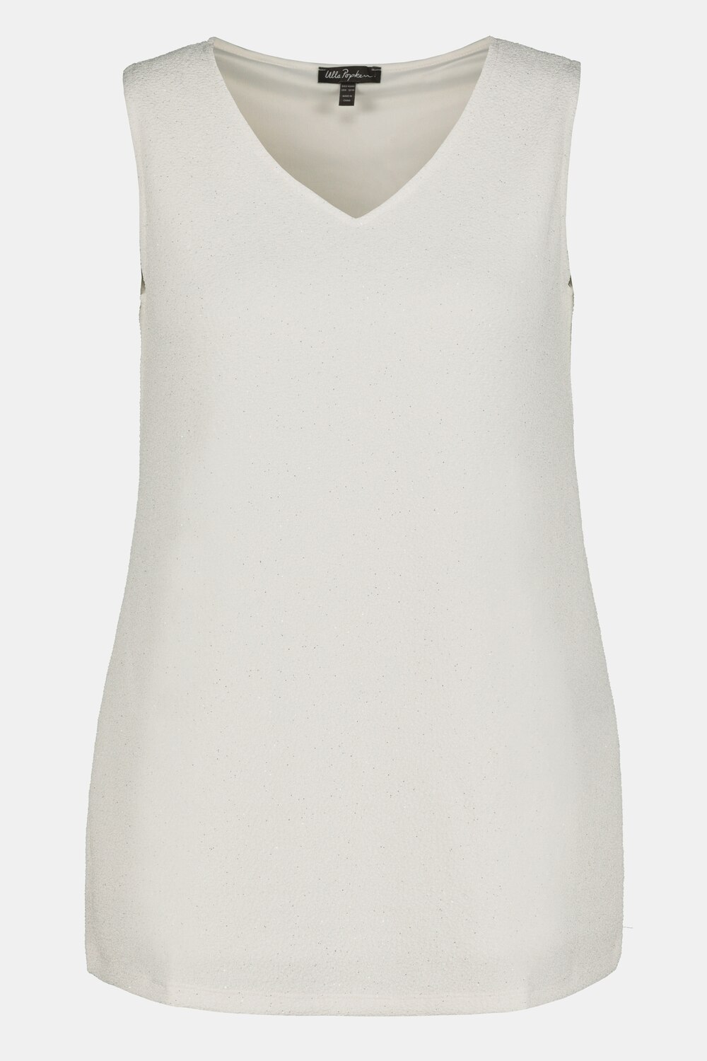 Grote Maten top van glinsterende jersey, Dames, wit, Maat: 46/48, Polyester, Ulla Popken Grote Maten top van glinsterende jersey, Dames, wit, Maat: 46/48, Polyester, Ulla Popken
