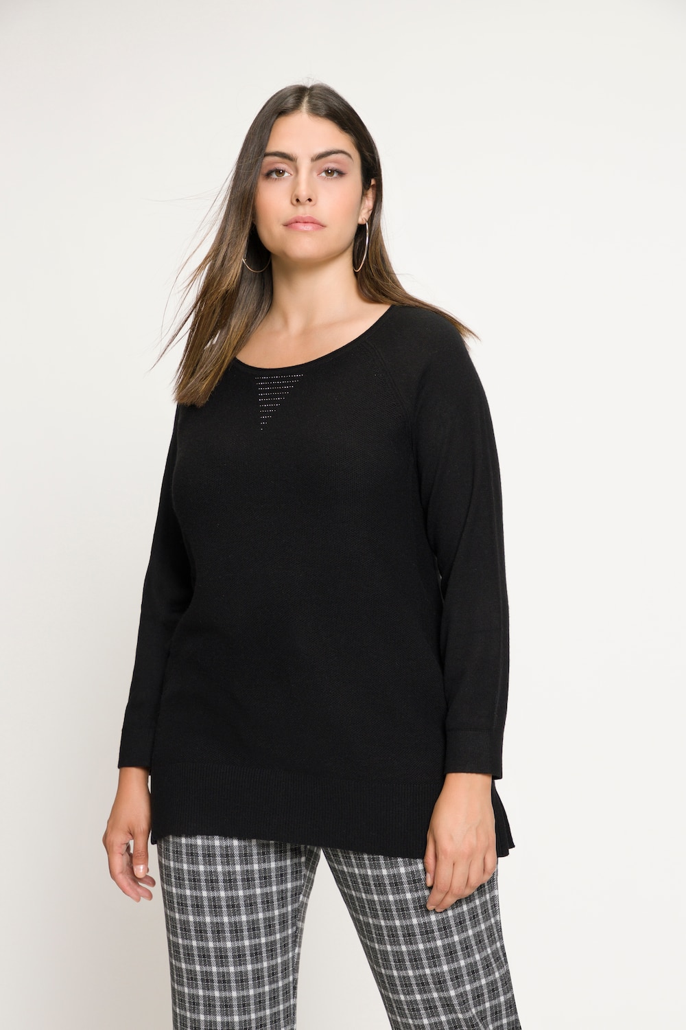 Grote Maten pullover, Dames, zwart, Maat: 58/60, Synthetische vezels, Ulla Popken