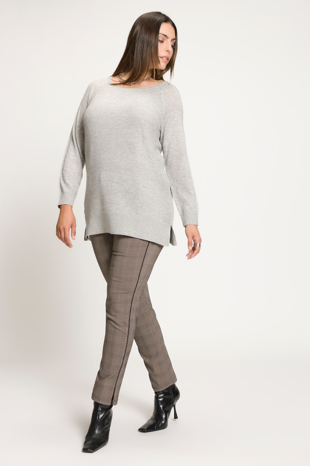 Grote Maten pullover, Dames, grijs, Maat: 58/60, Synthetische vezels, Ulla Popken