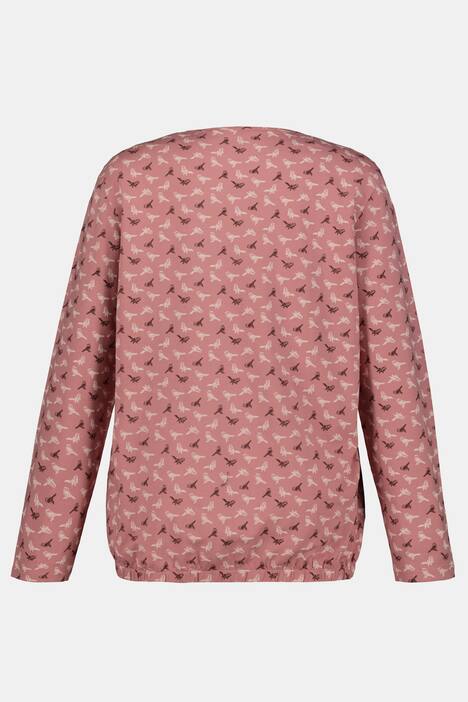 Shirt, Vogelmuster, Regular, Biesen, elastischer Saum